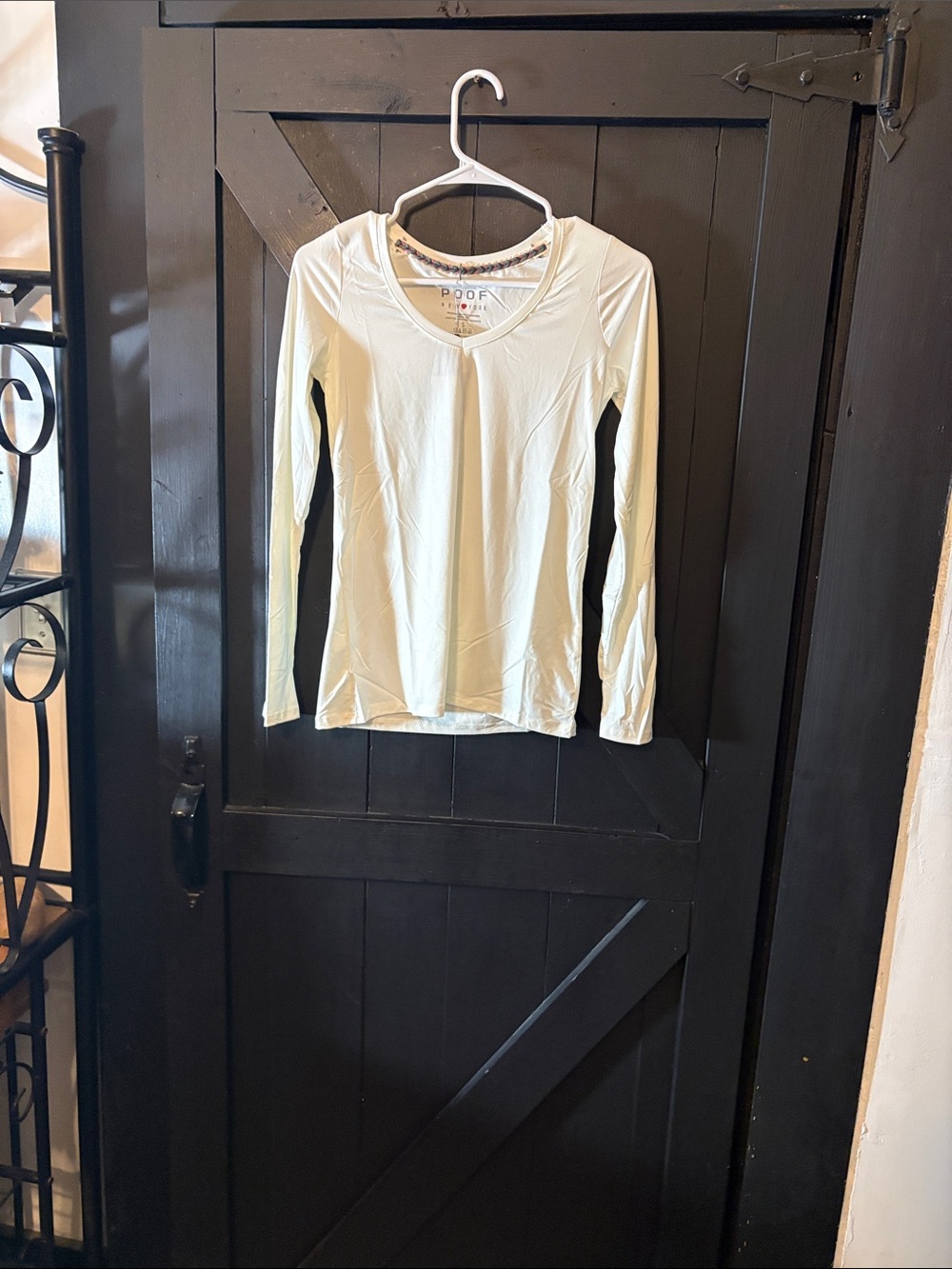 Poof! Pale Yellow Long Sleeve V-Neck Top